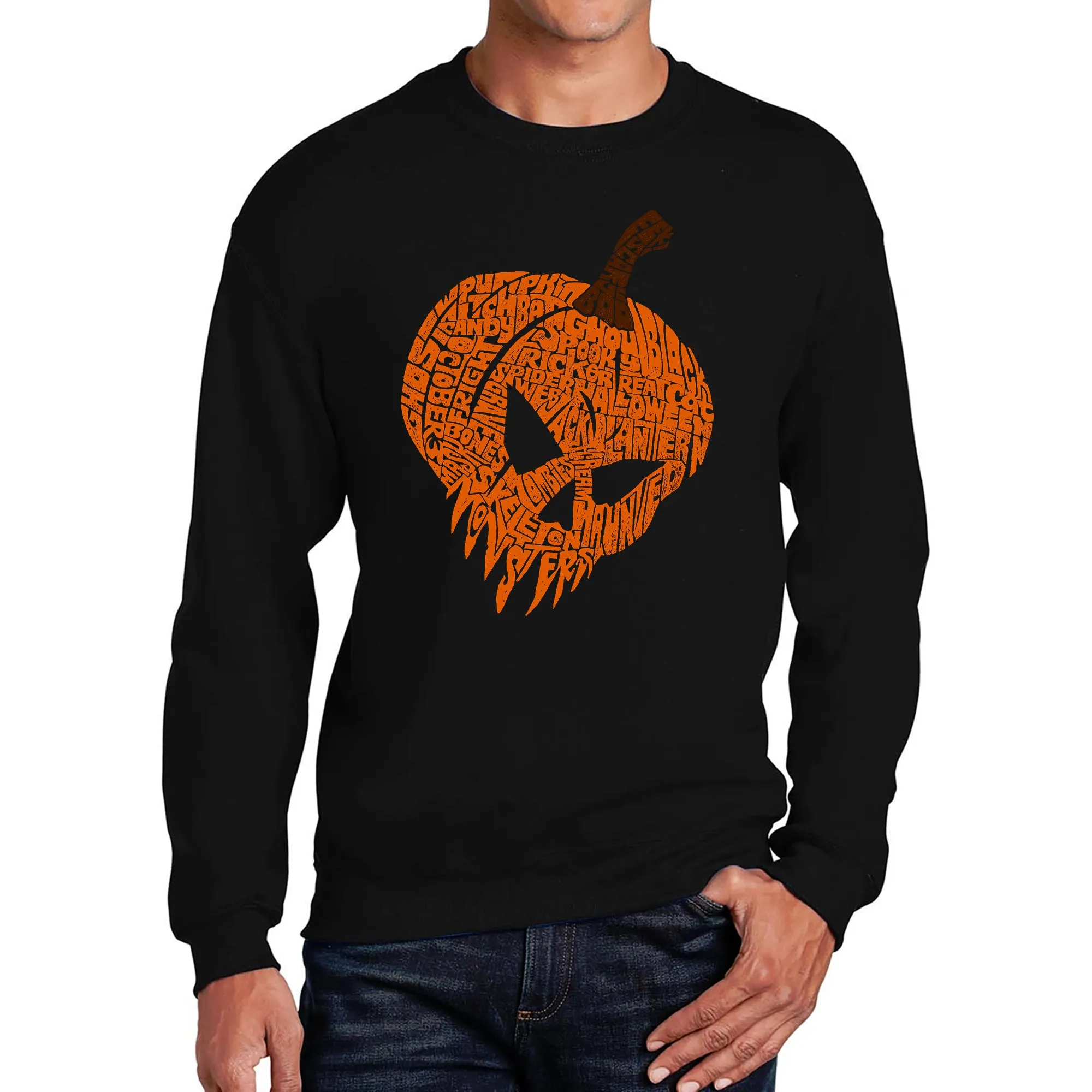 Evil Pumpkin - Men's Word Art Crewneck Sweatshirt sold by LA Pop Art
