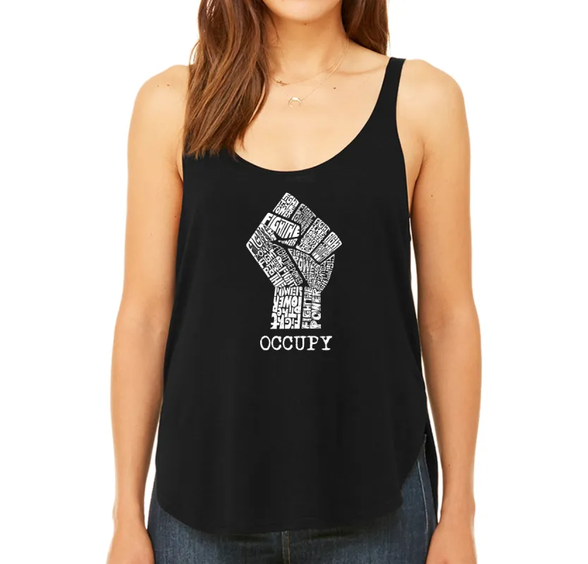 OCCUPY FIGHT THE POWER - Women's Word Art Flowy Tank sold by LA Pop Art