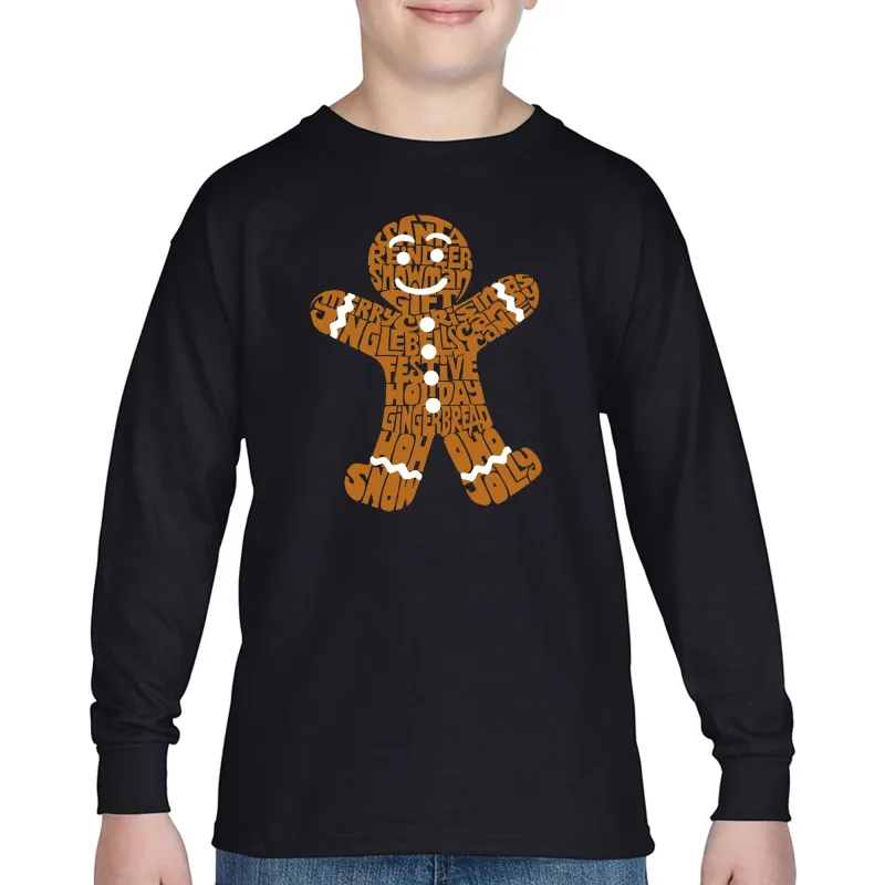 Gingerbread - Boy's Word Art Long Sleeve T-Shirt sold by LA Pop Art