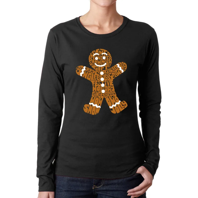 Gingerbread - Women's Word Art Long Sleeve T-Shirt sold by LA Pop Art