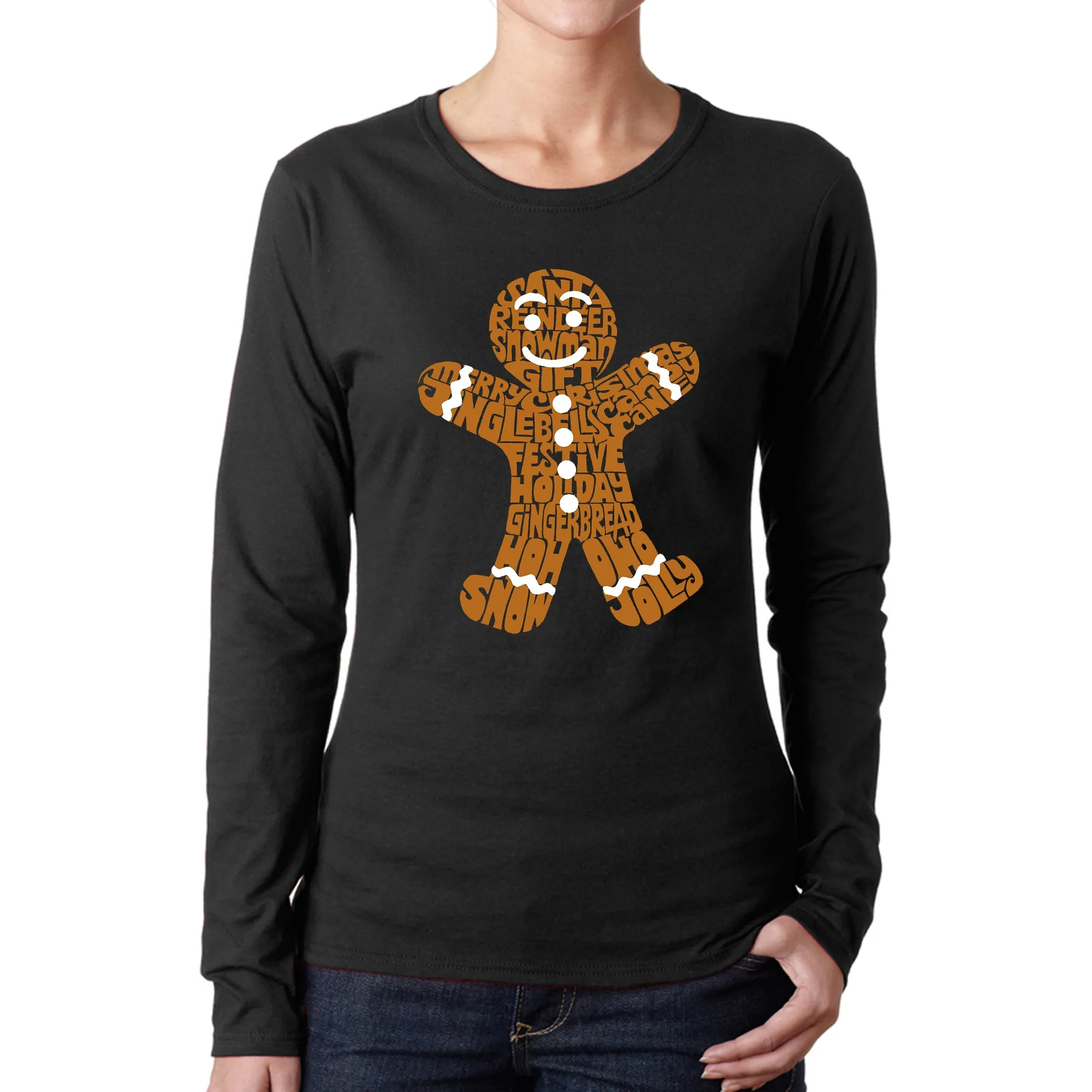 Gingerbread - Women's Word Art Long Sleeve T-Shirt sold by LA Pop Art