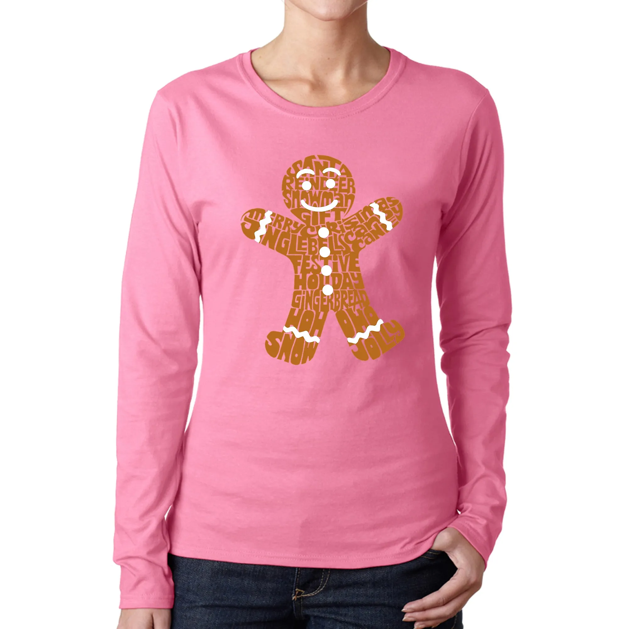Gingerbread - Women's Word Art Long Sleeve T-Shirt sold by LA Pop Art product image thumbnail 5