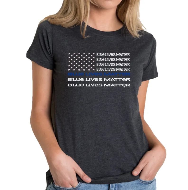 Blue Lives Matter - Women's Premium Blend Word Art T-Shirt sold by LA Pop Art