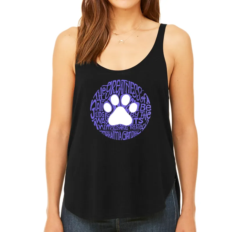 Gandhi's Quote on Animal Treatment -  Women's Premium Word Art Flowy Tank Top sold by LA Pop Art