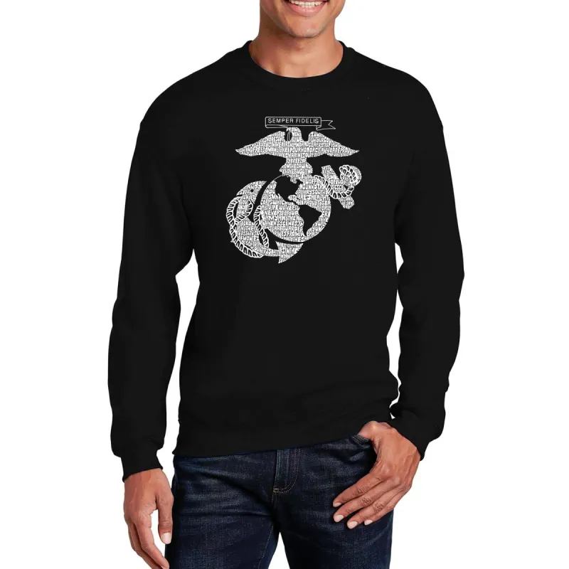 LYRICS TO THE MARINES HYMN - Men's Word Art Crewneck Sweatshirt sold by LA Pop Art