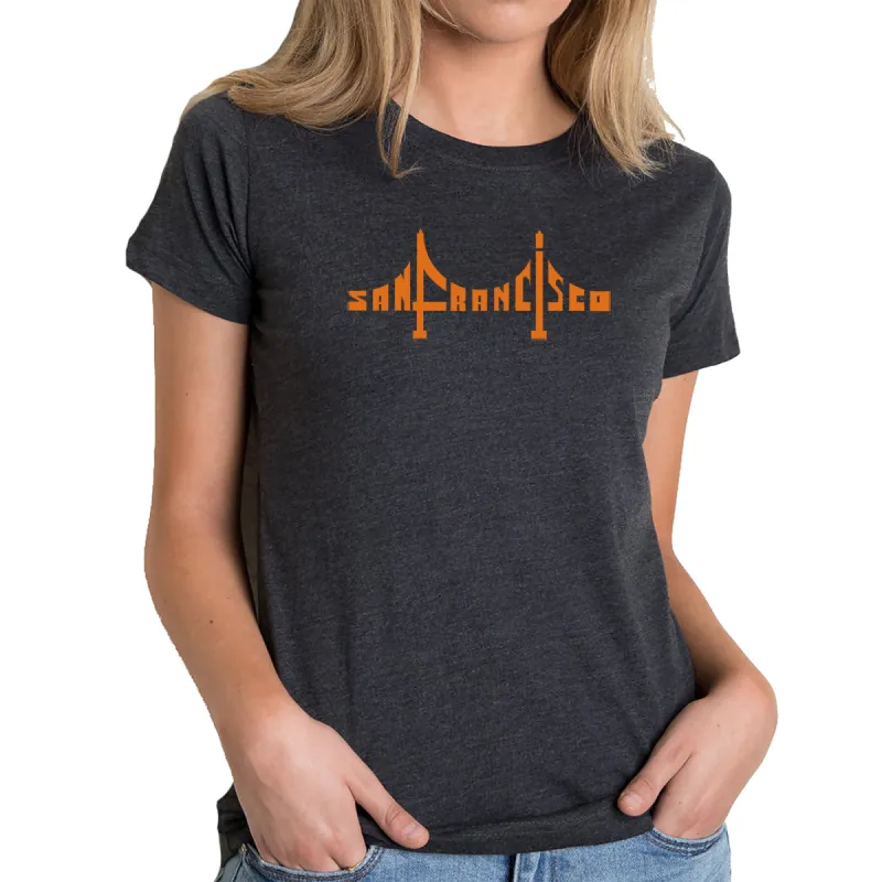 San Francisco Bridge  - Women's Premium Blend Word Art T-Shirt sold by LA Pop Art