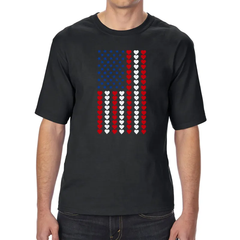Heart Flag - Men's Tall and Long Word Art T-Shirt sold by LA Pop Art