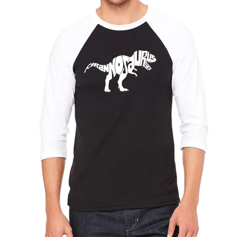 TYRANNOSAURUS REX - Men's Raglan Baseball Word Art T-Shirt sold by LA Pop Art