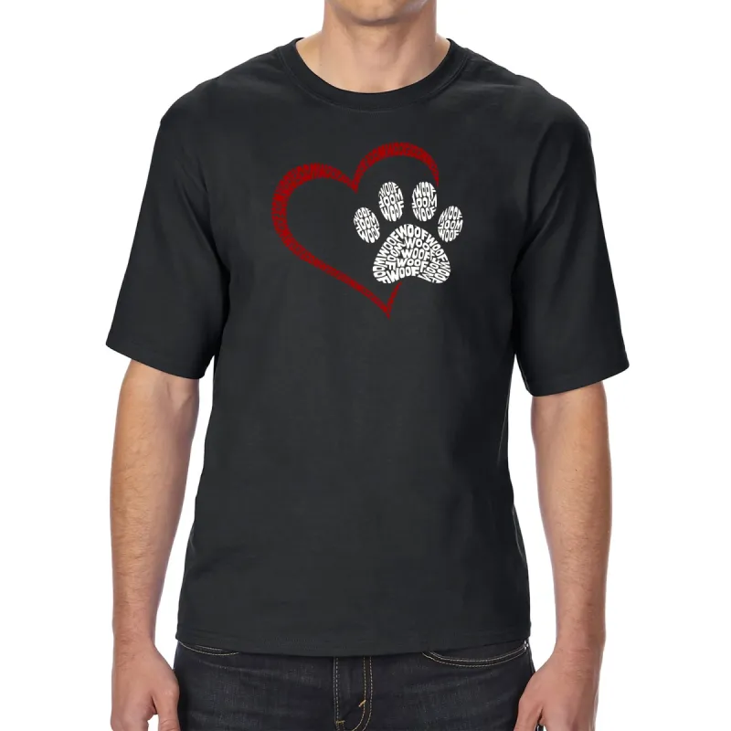 Paw Heart - Men's Tall and Long Word Art T-Shirt sold by LA Pop Art