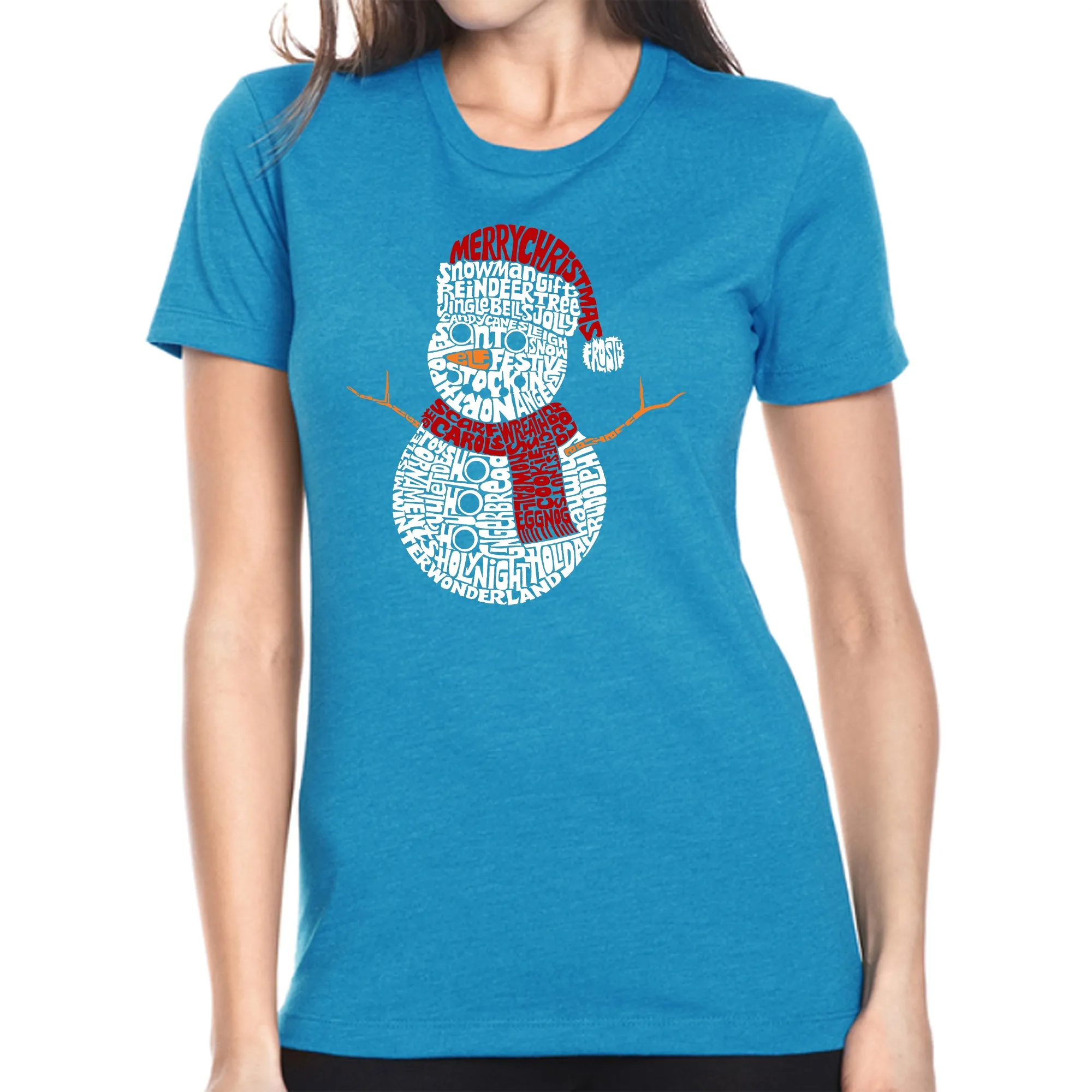 Christmas Snowman - Women's Premium Blend Word Art T-Shirt sold by LA Pop Art product image thumbnail 4