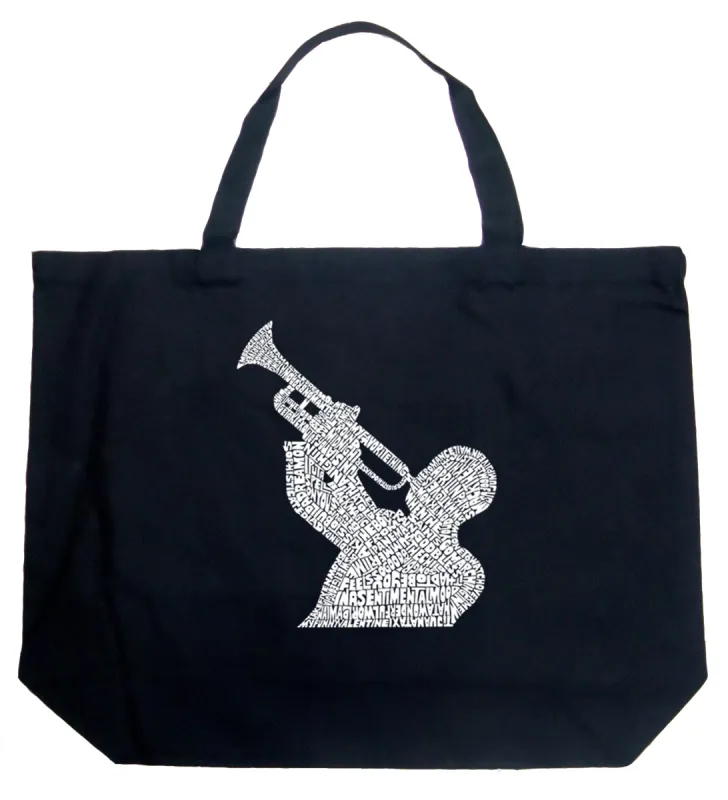 ALL TIME JAZZ SONGS - Large Word Art Tote Bag sold by LA Pop Art