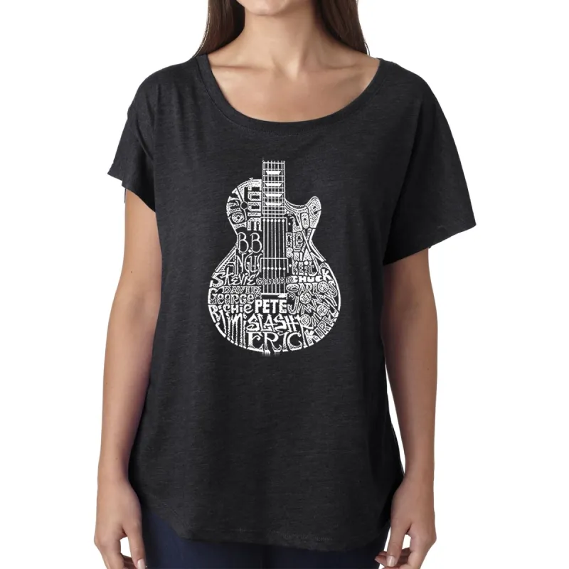 LA Pop Art Women's Dolman Cut Word Art Shirt - Rock Guitar sold by LA Pop Art