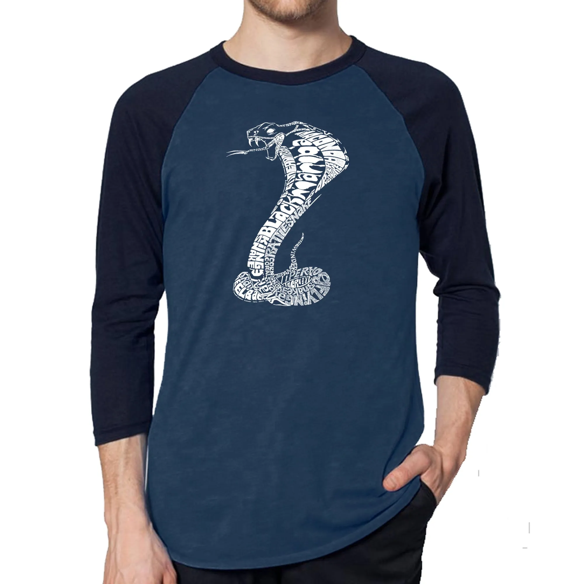 Types of Snakes - Men's Raglan Baseball Word Art T-Shirt sold by LA Pop Art product image thumbnail 3