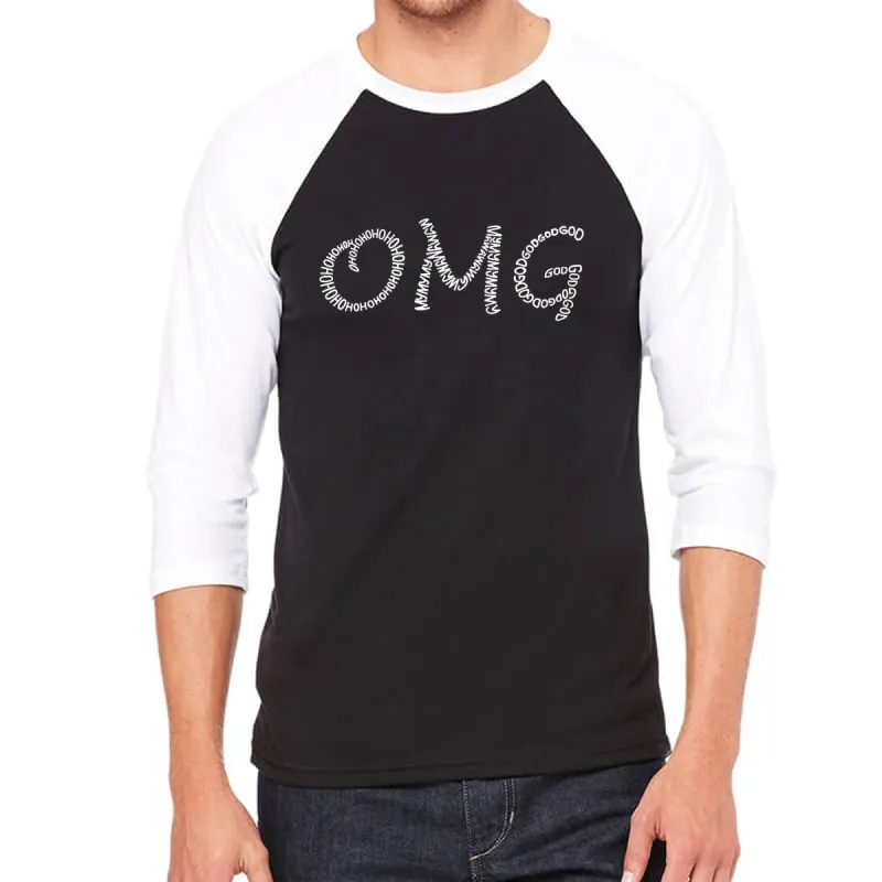 OMG - Men's Raglan Baseball Word Art T-Shirt sold by LA Pop Art
