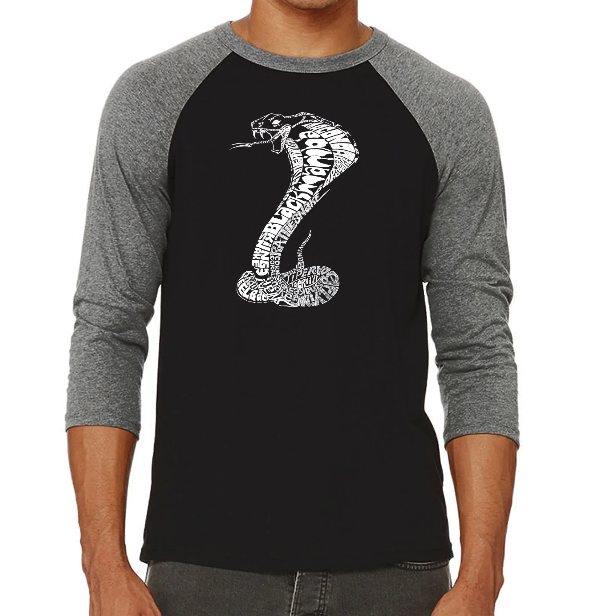 Types of Snakes - Men's Raglan Baseball Word Art T-Shirt sold by LA Pop Art product image thumbnail 4