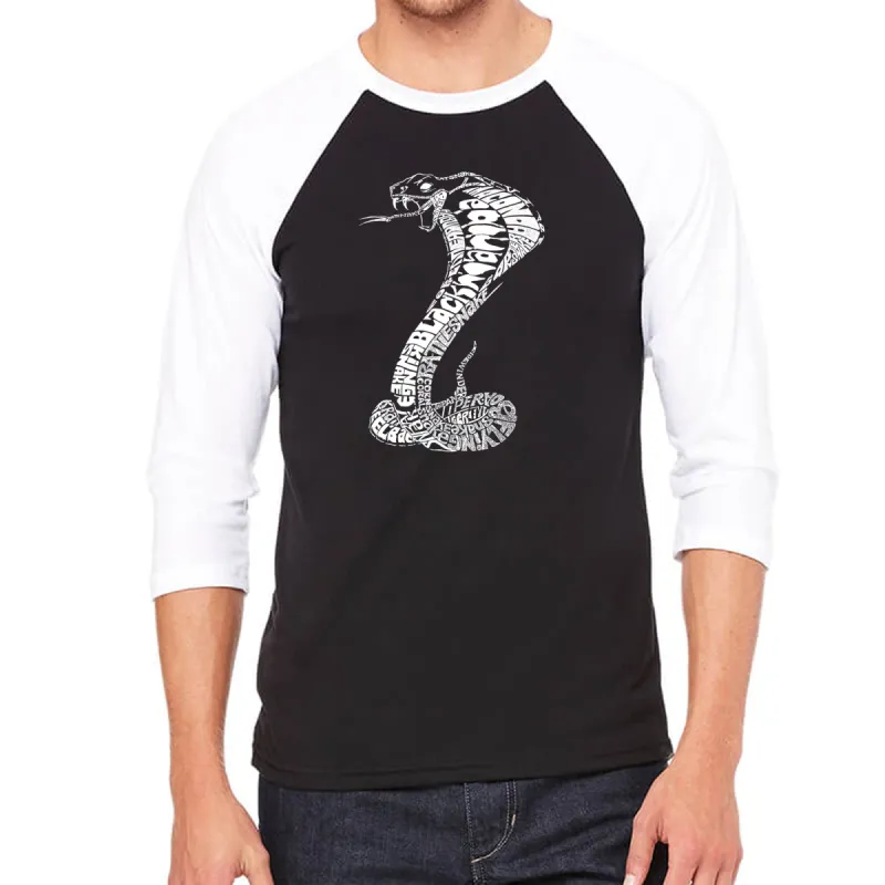 Types of Snakes - Men's Raglan Baseball Word Art T-Shirt sold by LA Pop Art