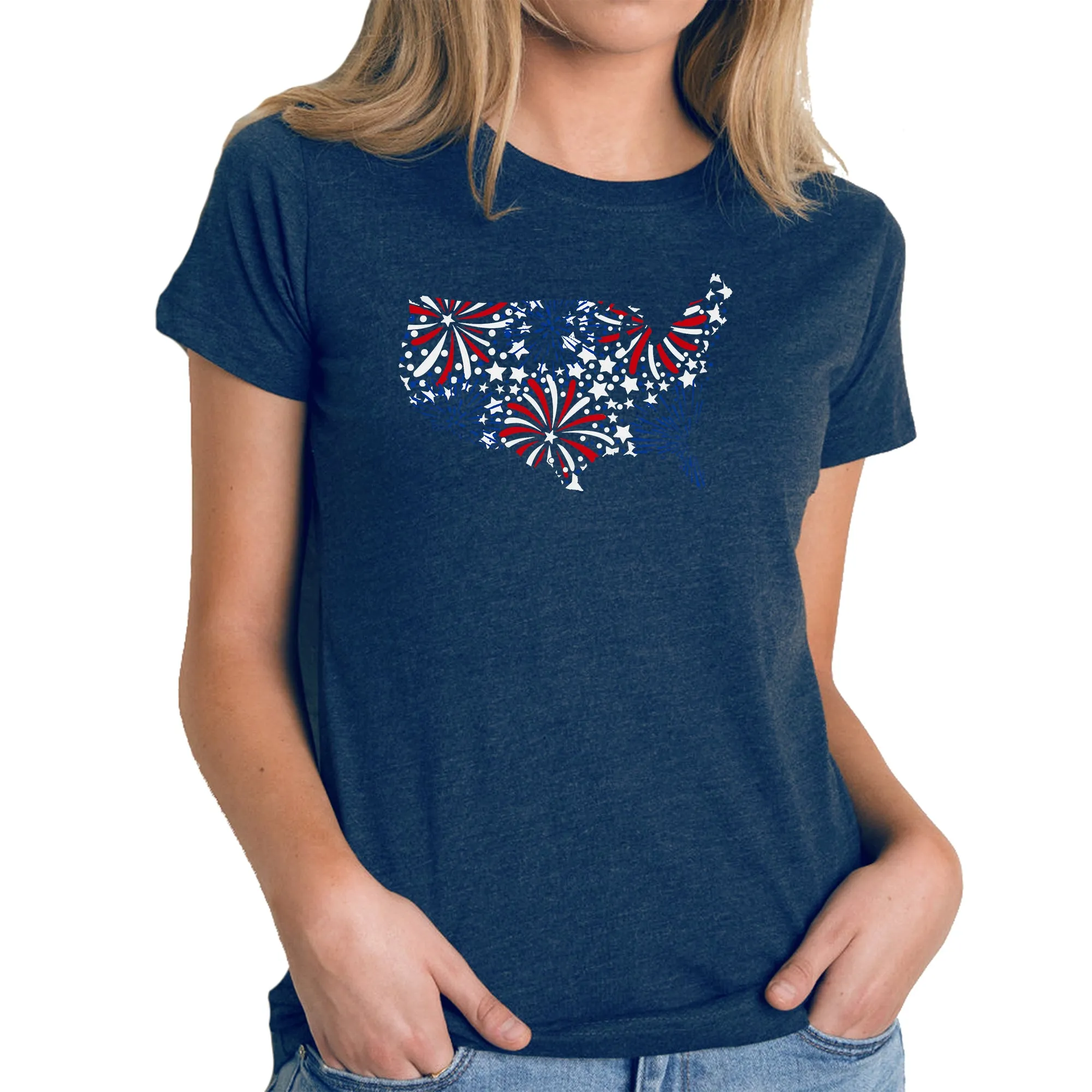 USA Fireworks - Women's Premium Blend Word Art T-Shirt sold by LA Pop Art product image thumbnail 5