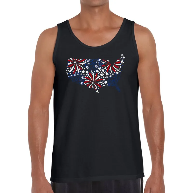 USA Fireworks - Men's Word Art Tank Top made by LA Pop Art