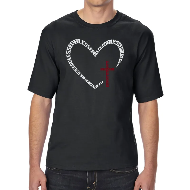 Blessed Heart - Men's Tall and Long Word Art T-Shirt made by LA Pop Art