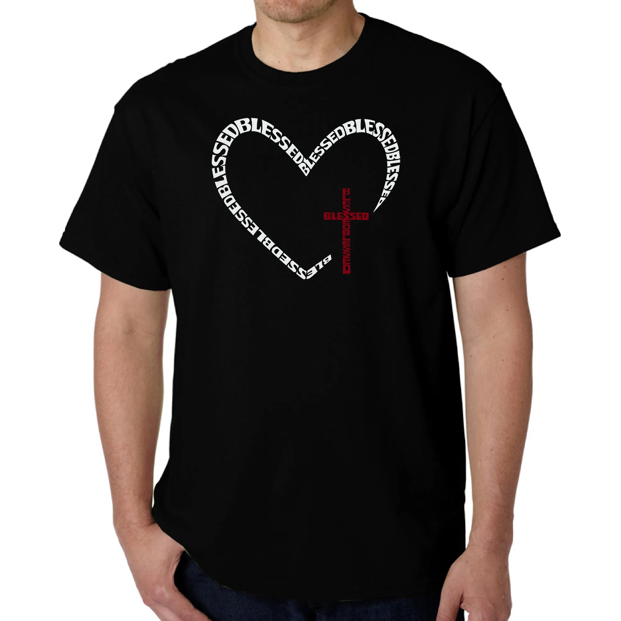 Blessed Heart - Men's Word Art T-Shirt sold by LA Pop Art