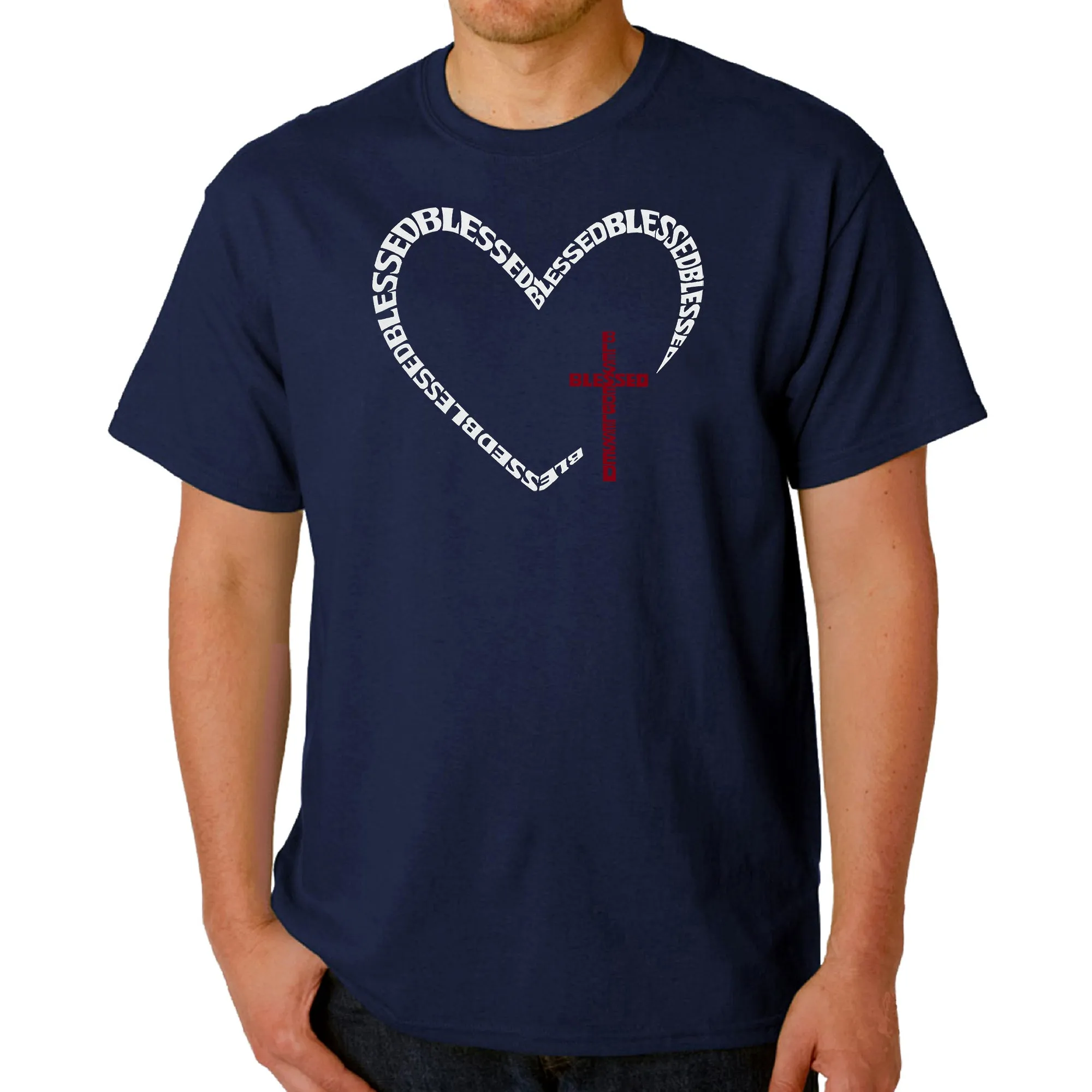 Blessed Heart - Men's Word Art T-Shirt sold by LA Pop Art product image thumbnail 5