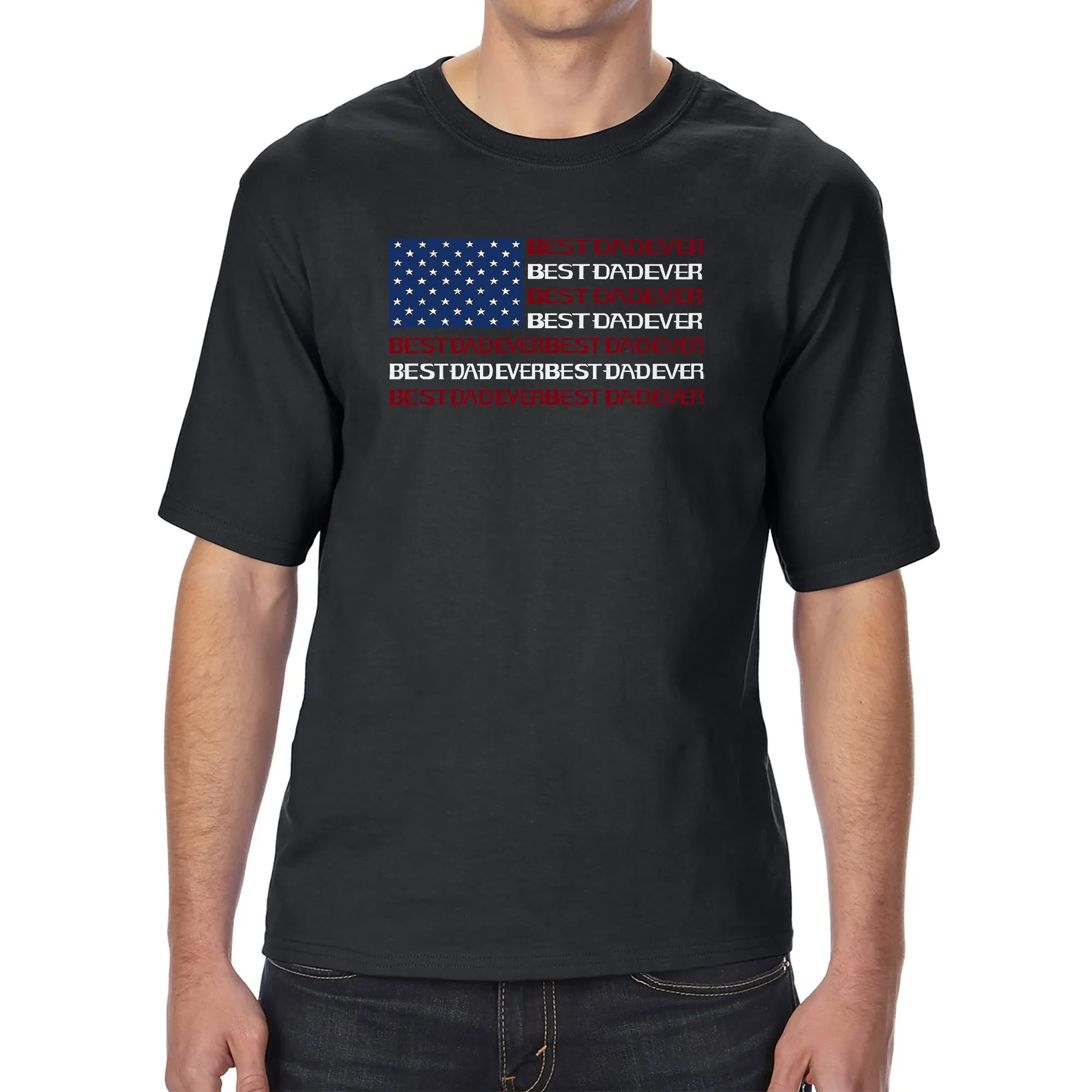Best Dad Ever Flag - Men's Tall and Long Word Art T-Shirt sold by LA Pop Art