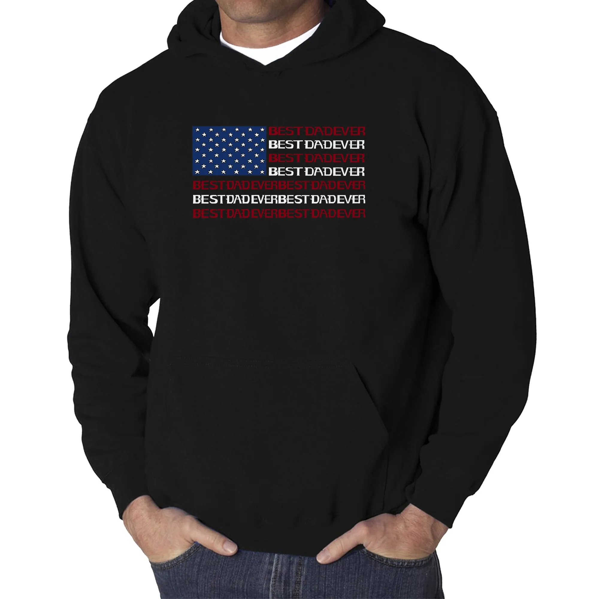 Best Dad Ever Flag - Men's Word Art Hooded Sweatshirt sold by LA Pop Art