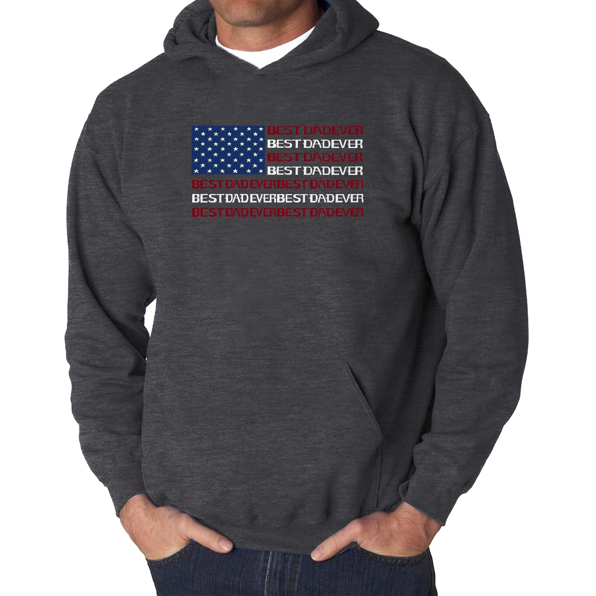 Best Dad Ever Flag - Men's Word Art Hooded Sweatshirt sold by LA Pop Art product image thumbnail 5