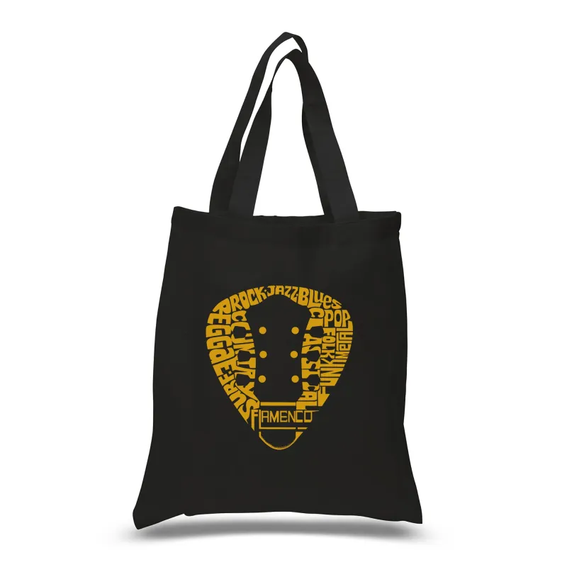 Guitar Pick Genres - Small Word Art Tote Bag made by LA Pop Art