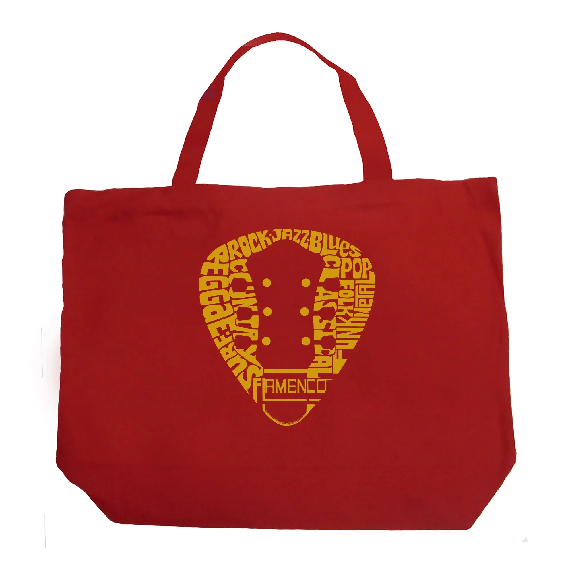 Guitar Pick Genres - Large Word Art Tote Bag sold by LA Pop Art product image thumbnail 4