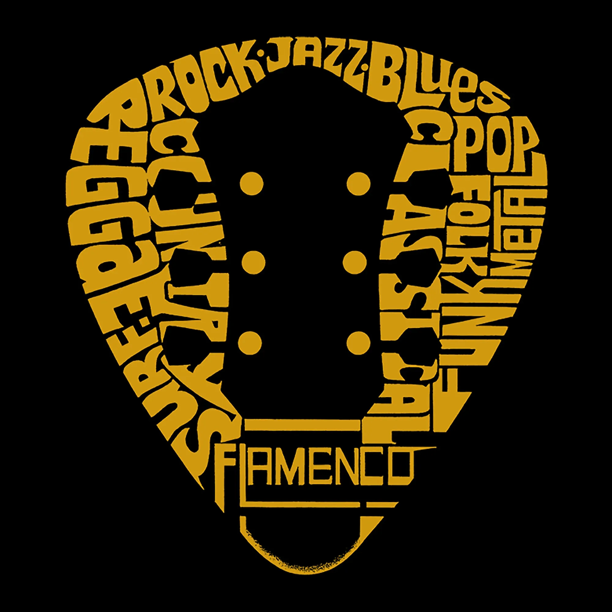 Guitar Pick Genres - Large Word Art Tote Bag sold by LA Pop Art product image thumbnail 2