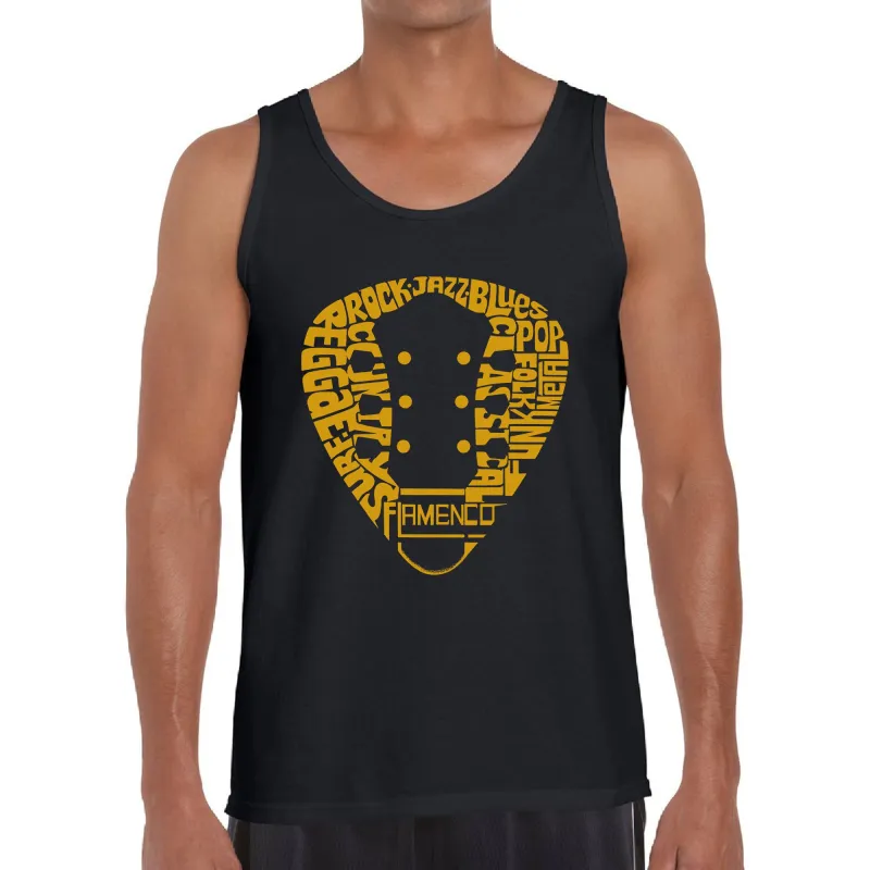 Guitar Pick Genres - Men's Word Art Tank Top made by LA Pop Art