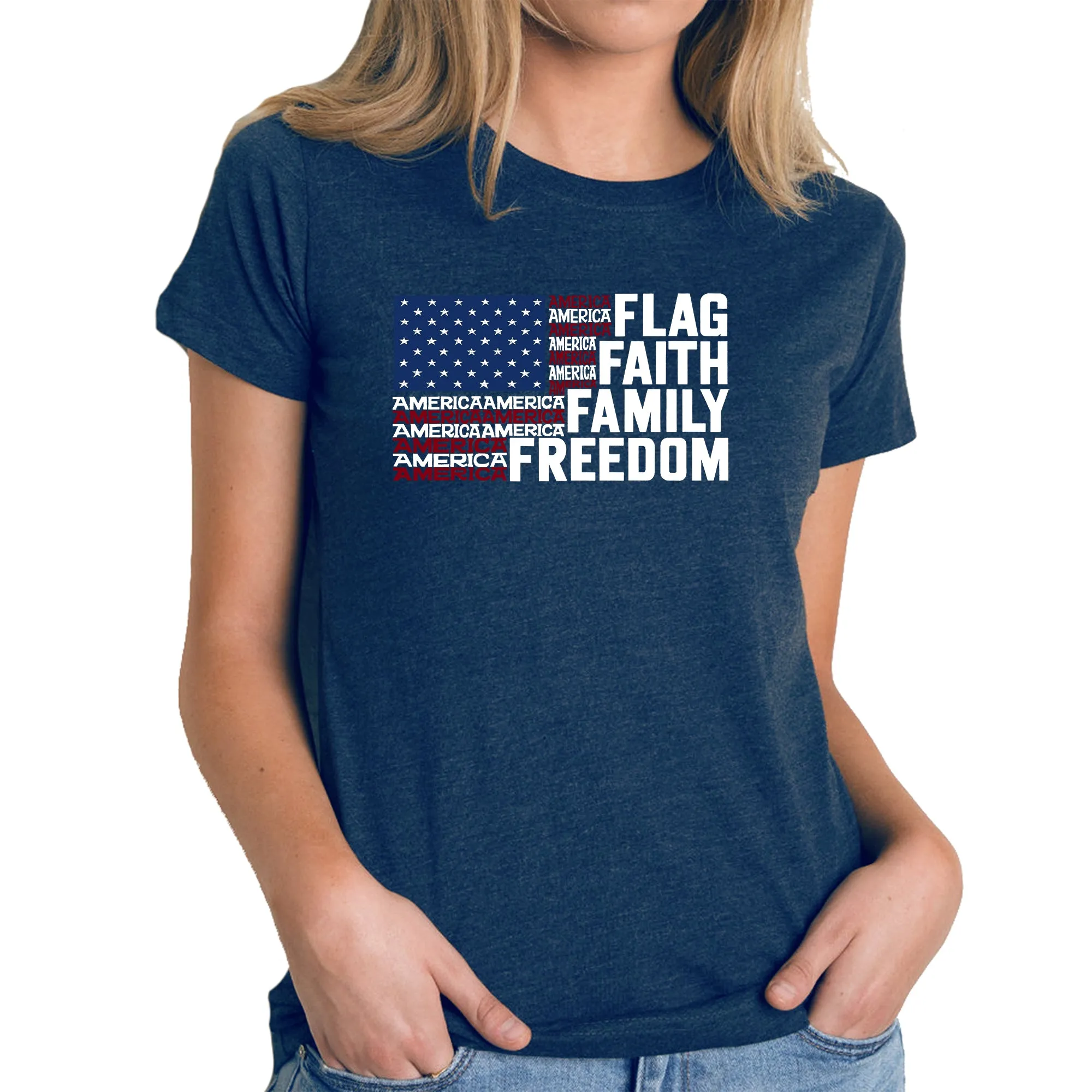 Faith Flag - Women's Premium Blend Word Art T-Shirt sold by LA Pop Art product image thumbnail 5