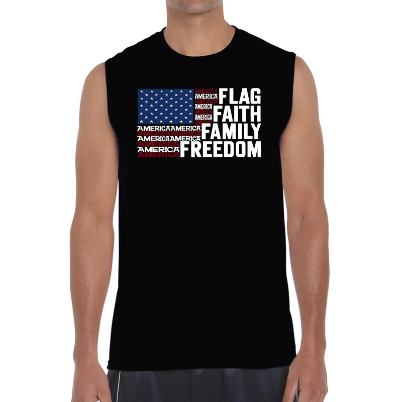 Faith Flag - Men's Word Art Sleeveless T-Shirt made by LA Pop Art