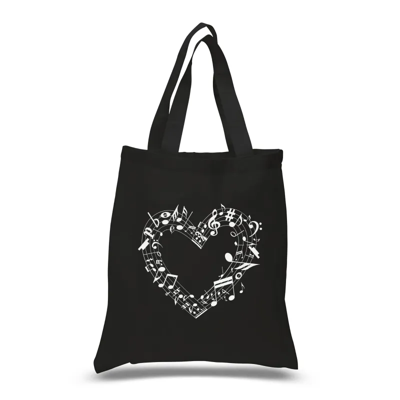 Sheet Music Heart - Small Word Art Tote Bag made by LA Pop Art