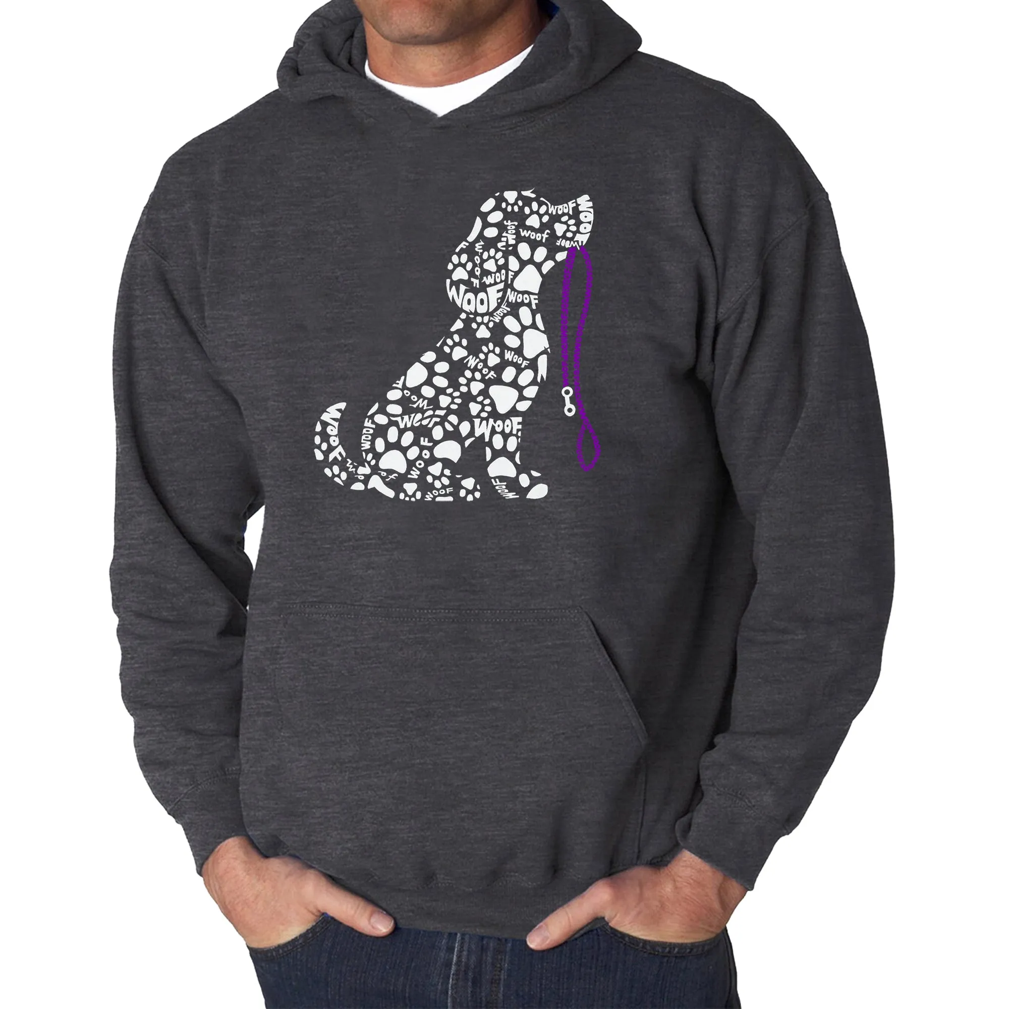 Dog Leash - Men's Word Art Hooded Sweatshirt sold by LA Pop Art product image thumbnail 5