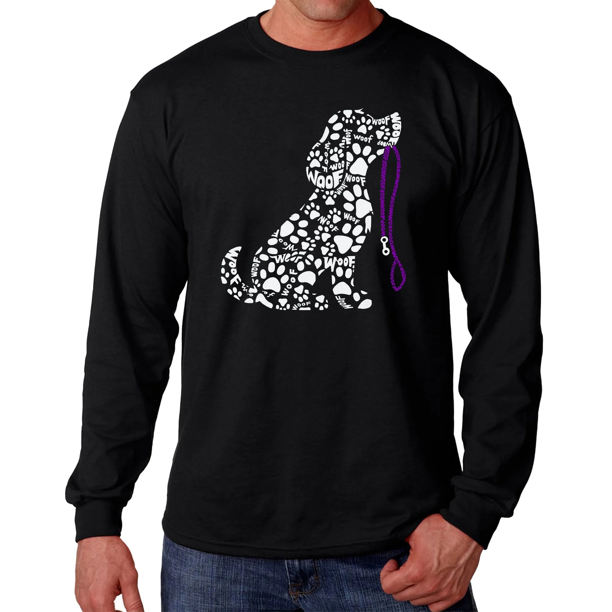 Dog Leash - Men's Word Art Long Sleeve T-Shirt sold by LA Pop Art
