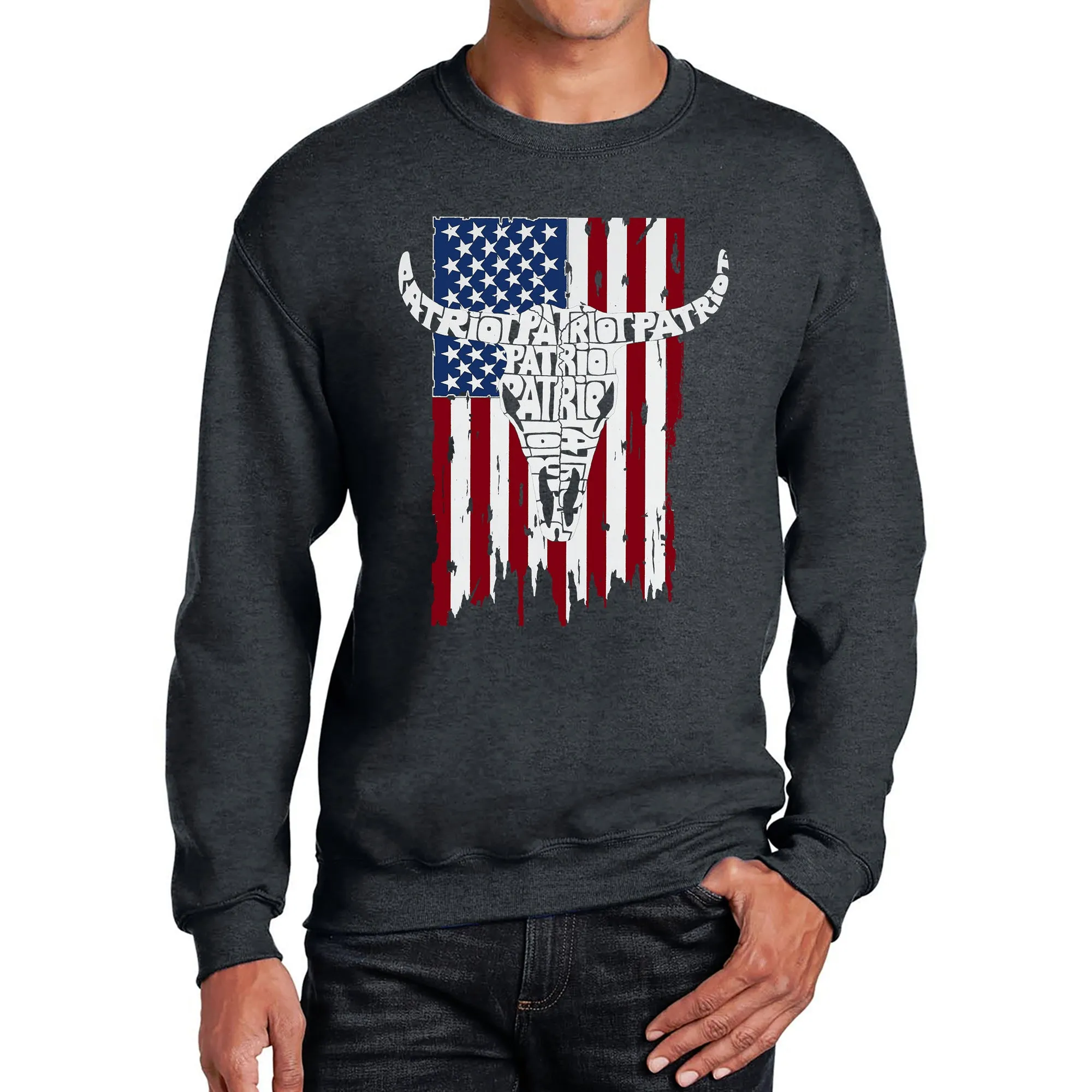 Patriot Flag - Men's Word Art Crewneck Sweatshirt sold by LA Pop Art product image thumbnail 5