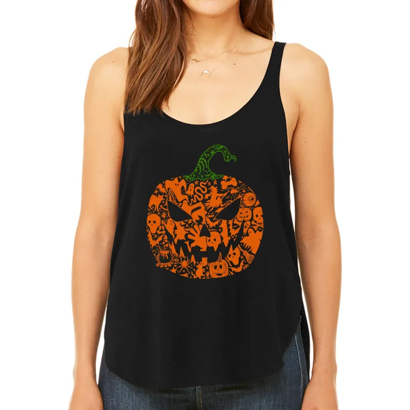 Halloween Pumpkin - Women's Premium Word Art Flowy Tank Top made by LA Pop Art