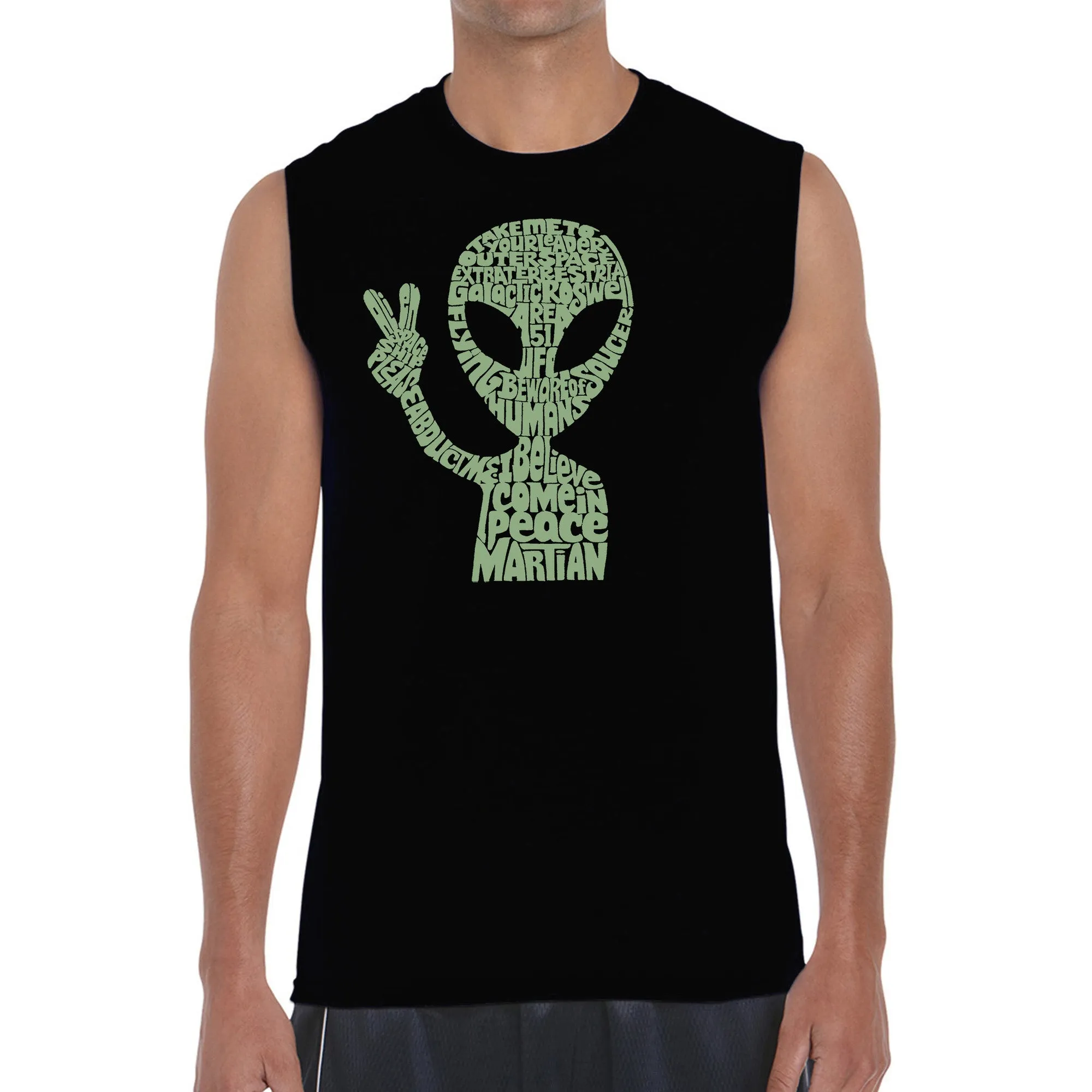 Peace Alien - Men's Word Art Sleeveless T-Shirt sold by LA Pop Art