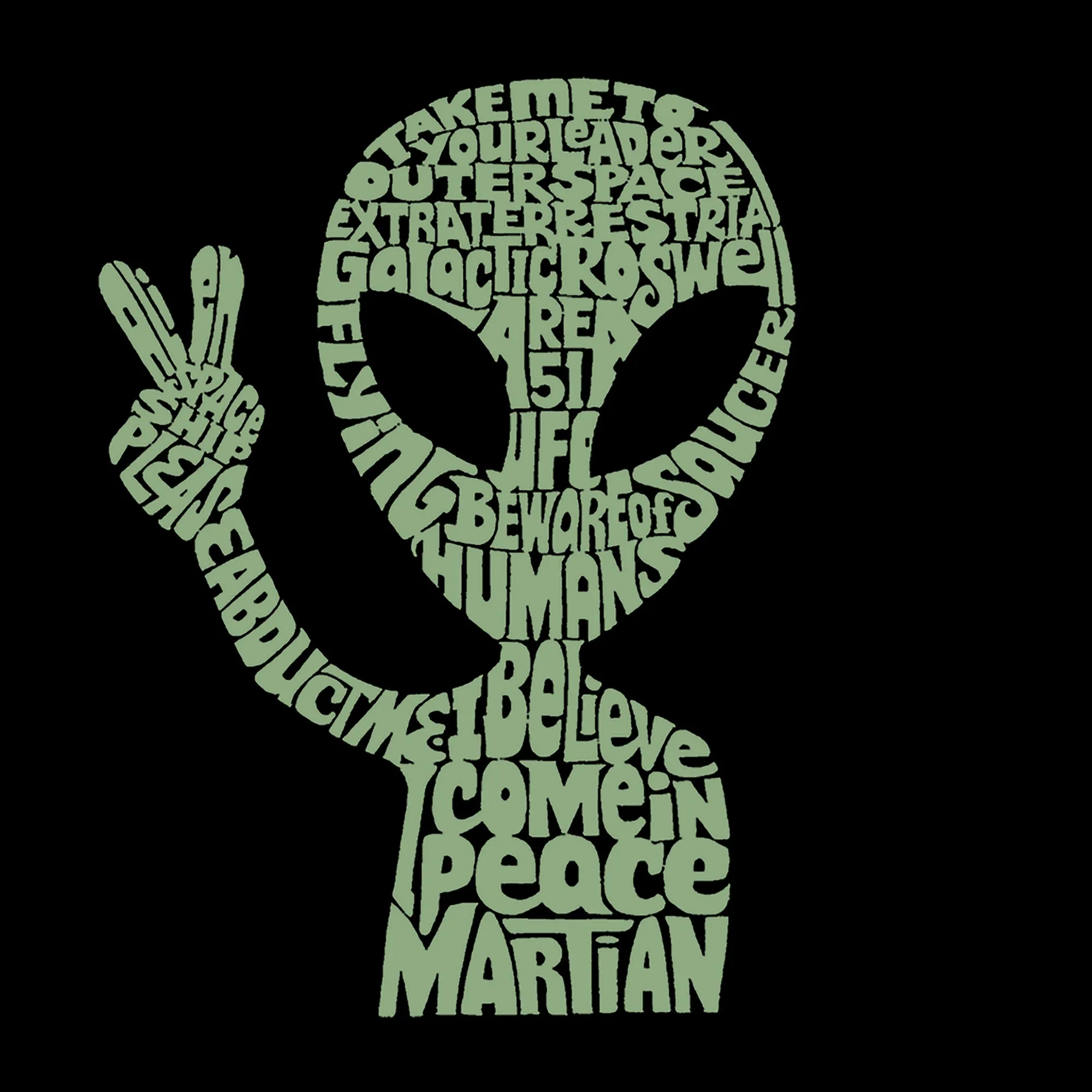 Peace Alien - Men's Word Art Sleeveless T-Shirt sold by LA Pop Art product image thumbnail 2