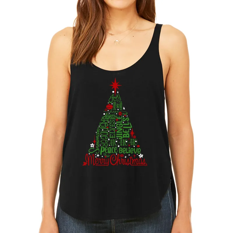 Holiday Christmas Tree - Women's Premium Word Art Flowy Tank Top made by LA Pop Art