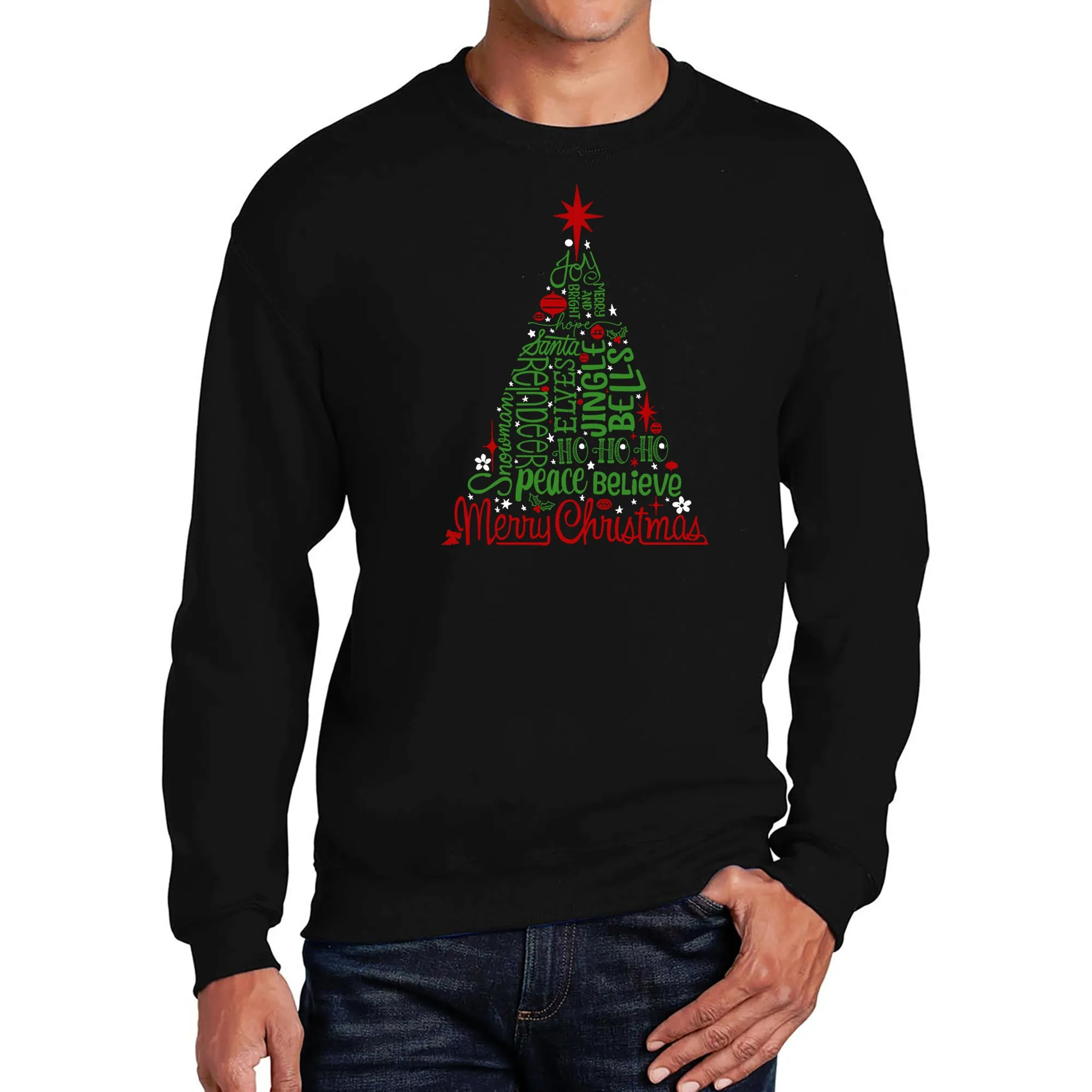 Holiday Christmas Tree - Men's Word Art Crewneck Sweatshirt sold by LA Pop Art