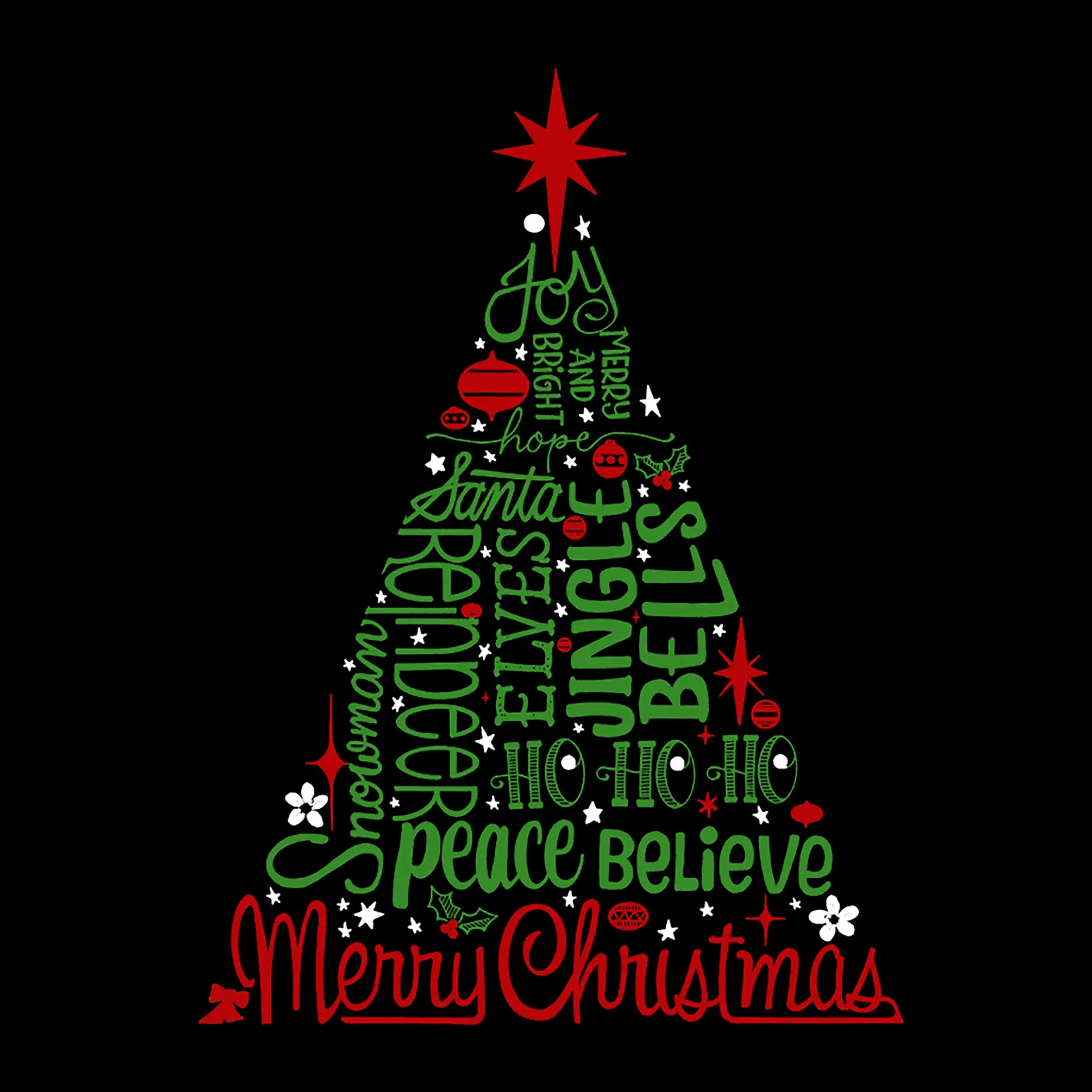 Holiday Christmas Tree - Men's Word Art Crewneck Sweatshirt sold by LA Pop Art product image thumbnail 2