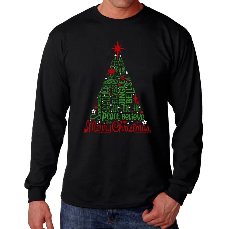 Holiday Christmas Tree - Men's Word Art Long Sleeve T-Shirt made by LA Pop Art