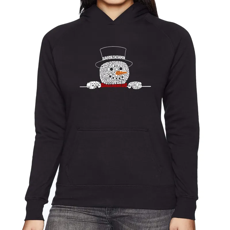 Peeking Snowman - Women's Word Art Hooded Sweatshirt made by LA Pop Art