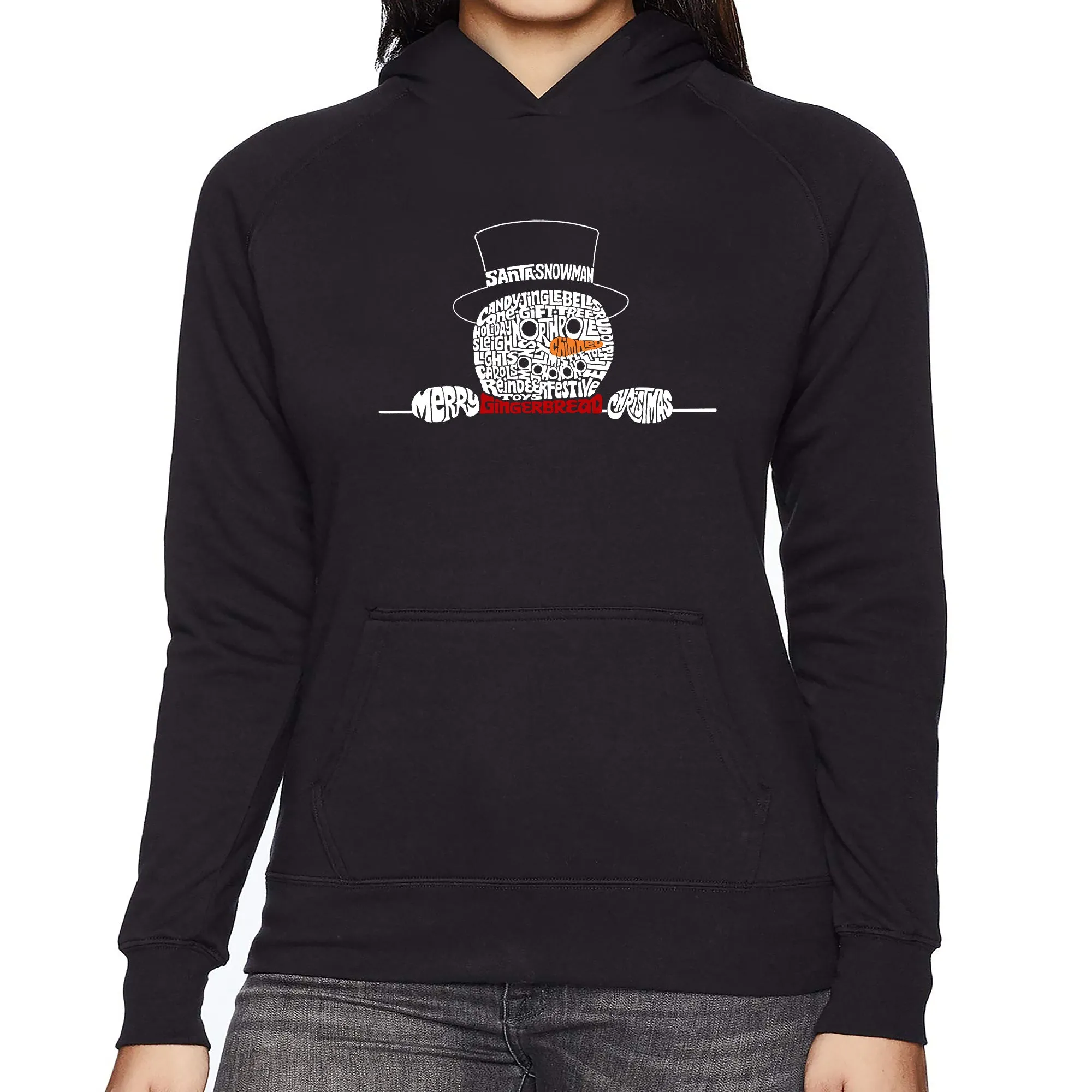 Peeking Snowman - Women's Word Art Hooded Sweatshirt sold by LA Pop Art