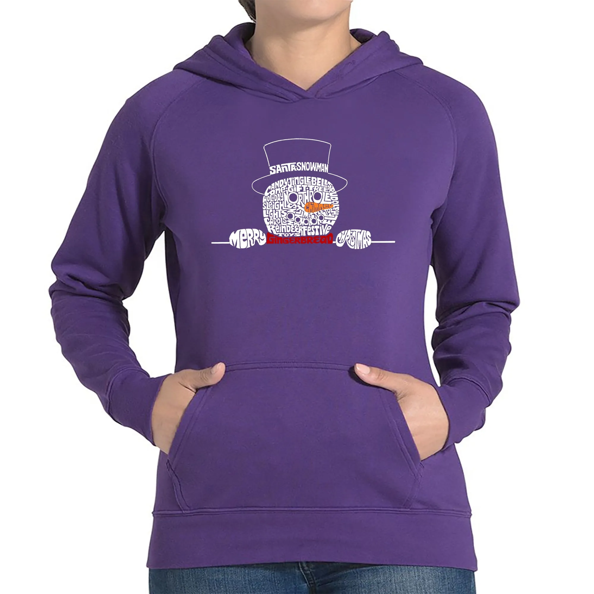 Peeking Snowman - Women's Word Art Hooded Sweatshirt sold by LA Pop Art product image thumbnail 5