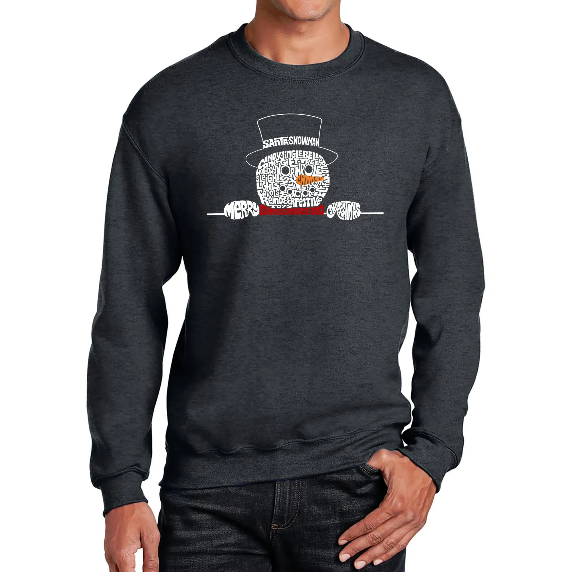 Peeking Snowman - Men's Word Art Crewneck Sweatshirt sold by LA Pop Art product image thumbnail 5