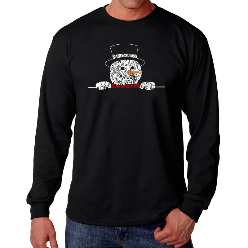Peeking Snowman - Men's Word Art Long Sleeve T-Shirt made by LA Pop Art
